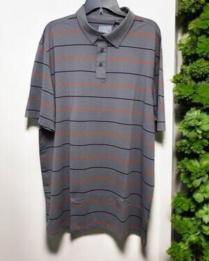OOBE Gray Orange Striped Men's Size 3XL Polo Shirt New Short Sleeve Stretchy